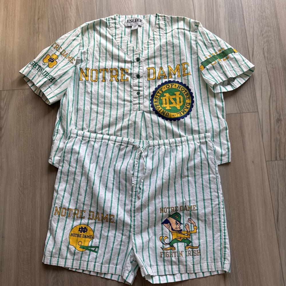 Vintage Fighting Irish Notre Dame Women's‎ Shorts Pajama Set By Esleep Sz L / XL